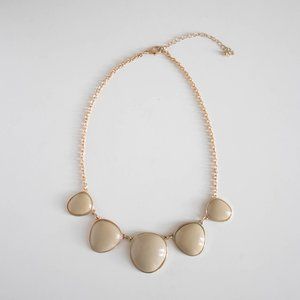 Beige Bubble Statement Necklace with Gold Tone Chain